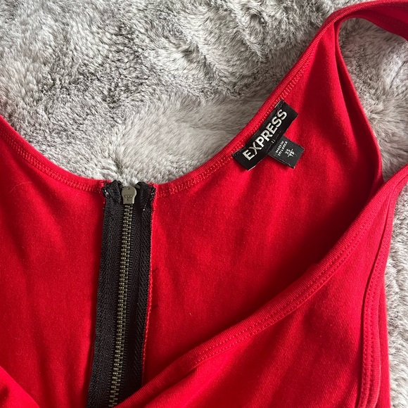 EXPRESS Red Strap Dress Black Zipper - Picture 4 of 4
